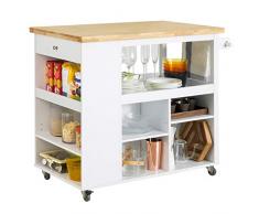 SoBuy Carrello Cucina Credenza da Cucina con 3 Ripiani 108x60x90cm FKW97-WN
