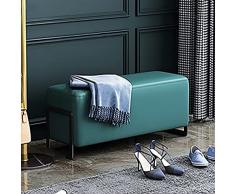 CJGKDJS Panca Ottomana in Ecopelle, Comoda Panca da Ingresso Panca da Fine Letto, Panca Imbottita Con Base in Metallo, Panca Moderna Per Camera da Letto, Base Verde-Nera, 100X35X40 Cm