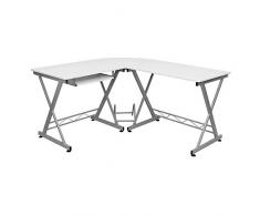 VASAGLE Scrivania ad Angolo, Tavolo a Forma di L, Scrivania per Computer, per Studio, Gaming, Salvaspazio, Assemblaggio Semplice, 138 x 150 x 75 cm, Bianco LCD402W