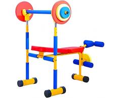 unhg Attrezzatura per Esercizi Divertenti E Fitness per Bambini, Multifunzione Panca per Addominali Regolabile con Bilanciere, Allenamento Famiglie Sportive, Giovani Regalo di Compleanno