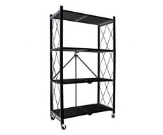 Carrello da Cucina, Pieghevole Trasportabile Salvaspazio Carrello Portaoggetti, Senza Installazione Scaffale da Cucina per Camera da Letto Salotto Sala da Pranzo, 2 Taglie