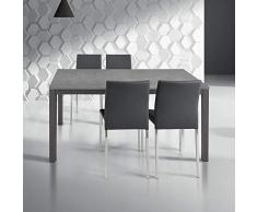 Milani Home s.r.l.s. Tavolo da Pranzo Moderno di Design Allungabile Cm 90 X 160/220 Rovere Struttura Grigia Scura Piano Grigio per Sala da Pranzo