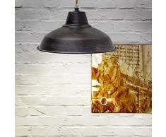 Relaxdays Lampadario a sospensione, spazzolato, effetto graffiato, ottone, mogano E27, 36 x 36 x 114