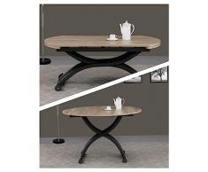 VOLERO, Tavolo Trasformabile Salvaspazio, Modello Agamennone, Meccanismo Saliscendi, Top in Legno Color Rovere, Struttura in Acciaio Color Grigio Sabbiato.