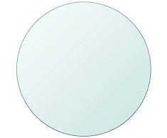 vidaXL Piano Tavolo in Vetro Temperato Trasparente Rotondo per Interni Ripiano