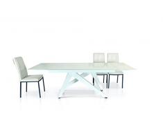 Fashion Commerce Tavolo FC949, Vetro Bianco, Gambe a Piramide