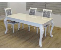 Tavolo per sala da pranzo bianco lucido stile barocco orientale anticato – molto resistente ai graffi – perfettamente adatto come tavolo da pranzo/salotto – Made in Germany