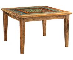 Biscottini Tavolo legno massello 120x120 cm Made in Italy | Tavolo legno grezzo riciclato | Tavolo da pranzo in legno massello | Tavolo sala