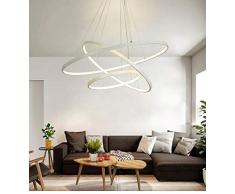 LED Sospensioni 3 circolare bianco design per tavolo da pranzo lampada da tavolo in metallo e acrilico salotto cucina sala di Riunione dimmerabile con telecomando Ø20 + Ø40 + Ø60 cm 70 W 4500LM