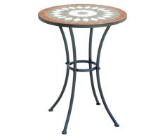 Gruppo Maruccia - Tavolo da Giardino Rotondo con Top in Mosaico di Ceramica - Struttura in Ferro - Diametro 55 Centimetri