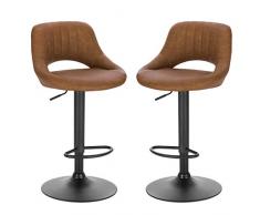 EUGAD 2x Sgabelli da Bar Cucina Sedia Alta da Sala Pranzo in Simipelle Regolabile e Girevole a 360° con Schienale Poggiapiedi Marrone 0667BY-2
