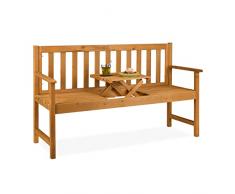 Relaxdays Panca da Giardino con Tavolino Pieghevole, 2-3 Posti, Panchina da Balcone, HxLxP: 90 x 152 x 56 cm, Marrone, 100% Legno