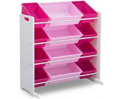 Delta Children Kids Toy Storage Organizer with 12 Plastic Bins - Greenguard Gold Certified, White/Pink
