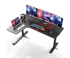Amazon Brand – UMI Scrivania da Gioco a Forma di L, Scrivania Angolare 155.1x111.4x76.4cm, Grande PC Scrivania per Computer da Gioco per lufficio Domestico, Sinistra
