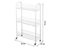 Ducomi Rack Deluxe - Carrello Cucina Salvaspazio a 3 Ripiani - 60 x 38 x 27 cm - Carrellino Portatutto in Acciaio Inox con Ruote per Bagno e Dispensa - Scaffale Portafrutta Portavivande Multiuso con Cassetti Regolabili anche per Cameretta Bambini