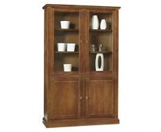 Mar.c.a. Design Vetrina, Arte povera, Legno massello e MDF a 2 Ante Vetrate e 2 Ante in Legno con finitura Bassano - Mis. 120 x 41 x 187 cm.