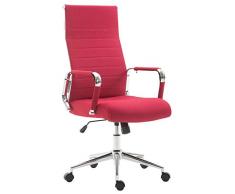 CLP Sedia Ufficio Girevole Kolumbus In Stoffa I Sedia Scrivania Ergonomica Con Alto Schienale I Sedia Studio Regolabile, Colore:rosso