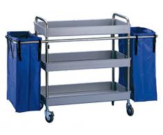 Jofel AL50150 Carrello Di Servizio in Metallo, 3 Cassetti Grandi E 2 Sacchetti Da 75 L, In Acciaio Inox AISI 304
