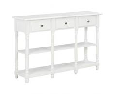 Bianco Ingresso Tavolo Consolle Laterale per Soggiorno Tavolino da Trucco in Legno Vintage Multifunzionale Camera da Letto Goplus Tavolo Consolle con 3 Cassetti