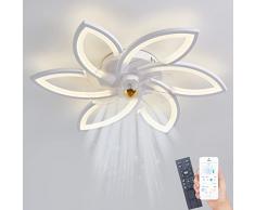 Narwhal LED Ventilatore da Soffitto, ventilatore da soffitto con luce e Telecomando, Lampadario ventilatore da soffitto con Timer, Luminosità e Temperatura Colore Regolabili (6 luci/66W, Bianco)