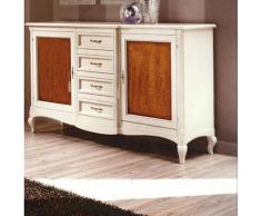 Estea Mobili - CREDENZA BICOLORE LEGNO MASSELLO - BIANCO ANTICATO E NOCE CHIARO COUNTRY CLASSICO - 422BIC - come foto