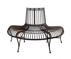 Giardino panca albero panchina stile antico ferro metallo marrone parco 134cm