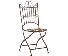 CLP Sedia Outdoor Sadao da Giardino I Telaio in Ferro con Eleganti Ricami Decorativi I Seduta da Esterno Richiudibile Salvaspazio, Colore:Antico Marrone