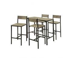 SoBuy® Set 5 pezzi Tavolo con 4 sedie alto, Set di mobili da balcone,OGT14