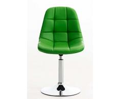 CLP Sedia Lounge Emil in Similpelle - Sedia da Sala da Pranzo Imbottita con Base in Metallo Cromato I Sedia Sgabello Moderna Girevole a 360°I Sedia Trapuntata Design per Sala Attesa Verde