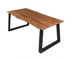 Tidyard Tavolo da Pranzo Sala da Pranzo Vintage Stile Industriale in Legno Massello Acacia e Metallo 170x90x75 cm,Tavolo da Cucina Vintage in Legno Massello,Tavolo da Pranzo Rustico Legno