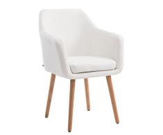 CLP Sedia Poltroncina Utrecht in Similpelle I Poltrona Soggiorno Carico Max 150 kg I Sedia Attesa Imbottita Telaio in Legno, Colore:Bianco, Colore del Telaio:Natura