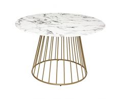 ATMOSPHERA CREATEUR DINTERIEUR Tavolo da Pranzo Raggio, Piano in Vetro temperato Effetto Marmo, Bianco D120 cm, 120x120x75