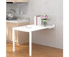 KONFA Multi-Function Home Office Workbench, Cucina Tavolo da Pranzo, Invisibile Parete Goccia-Foglia Che Galleggia Tavolo Pieghevole, Convertibile A Wall Pittura, Computer Desk,Bianca,90 * 60cm