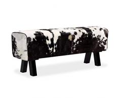 Tidyard Panca in Vera Pelle di Capra e Gambe in Legno 120 x 30 x 45 cm | Multicolore