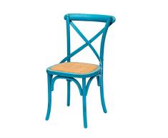 Way Home Store Sedia Cross Modello Thonet Sedia Cucina Sala da Pranzo in Olmo Verniciato Colore Blu 51x51x85 cm