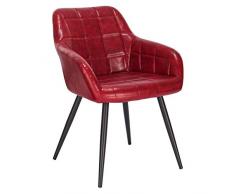 WOLTU BH245bd-1 Poltroncina Camera da Letto in Ecopelle Vintage, Sedia Sala da Pranzo con Braccioli Gambe in Metallo, Bordeaux Lucido
