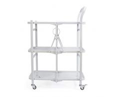 Carrelli da portata Carrello di servizio pieghevole portatile, carrello di laminazione sottile a 3 livelli, organizzatore per ripostiglio da cucina, carrello per riporre il filo metallico con ruote