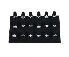 Bocar - Espositore in velluto nero per anelli, da vetrina banco gioielleria, Metallo,(JZZ-18Z)