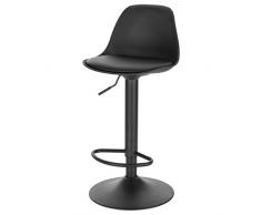 EUGAD Sgabello da Bar Moderno Sgabello Alto con schienale in Simipelle Sedia Alta da Cucina Regolabile Girevole Nero 0651BY-1