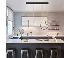 Lampada sospensione LED tavolo da pranzo 100 cm dimmerabile 48W, lampada sospensione per sala da pranzo con telecomando, Lampadario moderna in oro nero per camera da letto dellufficio (Nero)