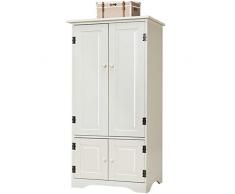 GIANTEX – Mobile Multiuso a 4 ante in Legno con Stile retrò Armadietto a 4 ripiani per Bagno Cucina Soggiorno Studio 58,5 x 32 x 123cm (Bianco)