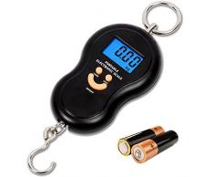 Bilancia Digitale per Valigie da Viaggio con Gancio, Pesa Fino a 50 kg | Bilancia Elettronica a Mano per Bagagli, Pesca, Cucina, Peso Sospeso Portatile con Schermo LCD, Batterie Incluse
