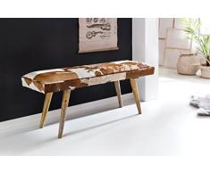 Sede allinterno 120x40x52cm vera pelle di capra Marrone Bianco | Design corridoio decorazione panchina | Banca per la villa camera da letto imbottito divanetto imbottito