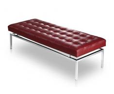 Bauhaus - Panchina corta, chic, in pelle Bauhaus, con base in acciaio inox (fatto a mano). Immagine in pelle bordeaux lunghezza 109 cm, altezza seduta 44 cm.