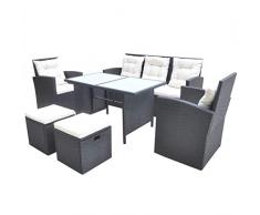 vidaXL Set da Pranzo da Giardino 18 pz in Polyrattan Nero Tavolo Sedie Esterni