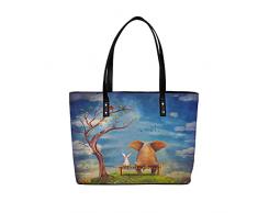 Borsa in pelle per le donne coniglio elefante panchina albero impermeabile borsa a tracolla grande capacità pu cuoio borsa grande borsa per la scuola lavoro regalo shopping