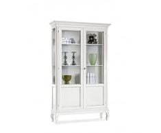 Mar.c.a. Design - Vetrina Soggiorno Elegante, 2 Porte Bianco Opaco in Legno di Pioppo - Mobile Soggiorno Arte Povera Made in Italy - Mis. 126x44x207h