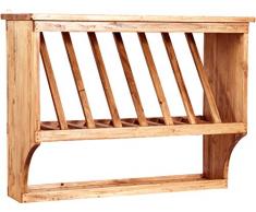 Biscottini Piattaia mensola da muro legno 80x28x60 cm | Mensola cucina da muro finitura naturale | Scaffale a muro Made in Italy