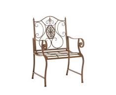 CLP Sedia Giardino Punjab in Ferro Laccato I Sedia Nostalgica Alto Schienale I Sedia Stile Rustico Esterno, Colore:Bianco Crema