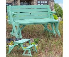 Panca da Giardino in Legno per Esterni, Tavolo da Picnic in Legno per Esterni Intercambiabile Trasformabile 2 in 1, Tavolo da Picnic Convertibile, Ponte con Foro per Ombrellone per Cortile, Portico